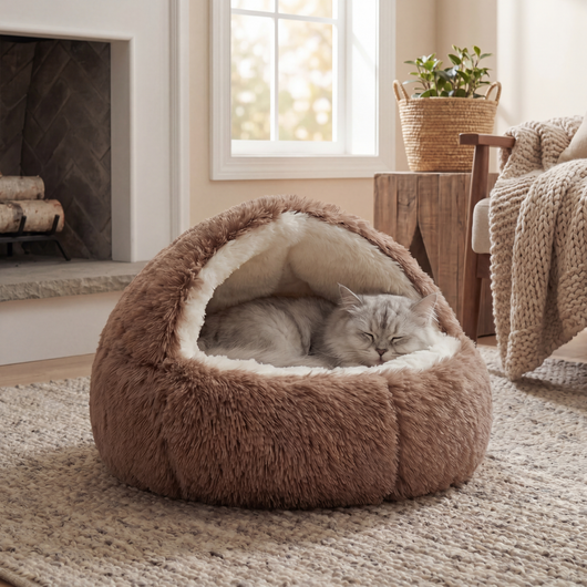Plush Cave Cat Bed