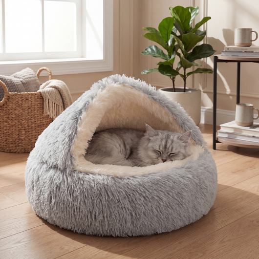 Plush Cave Cat Bed